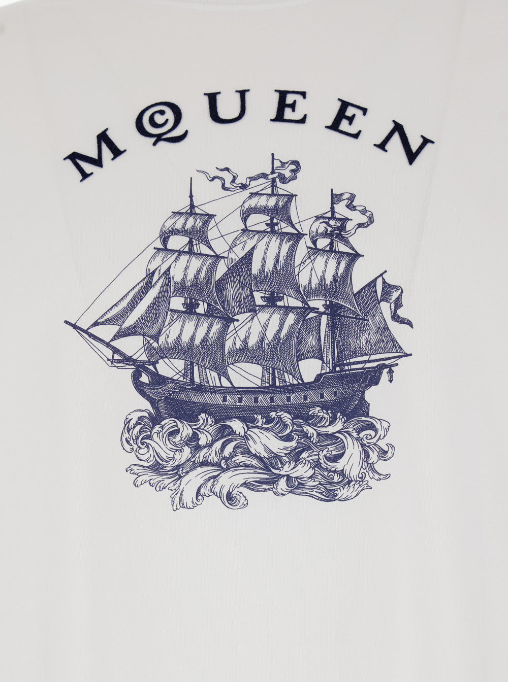 Alexander Mcqueen Men White Crewneck T-Shirt With Logo Print On The Front In Cotton Man - 3