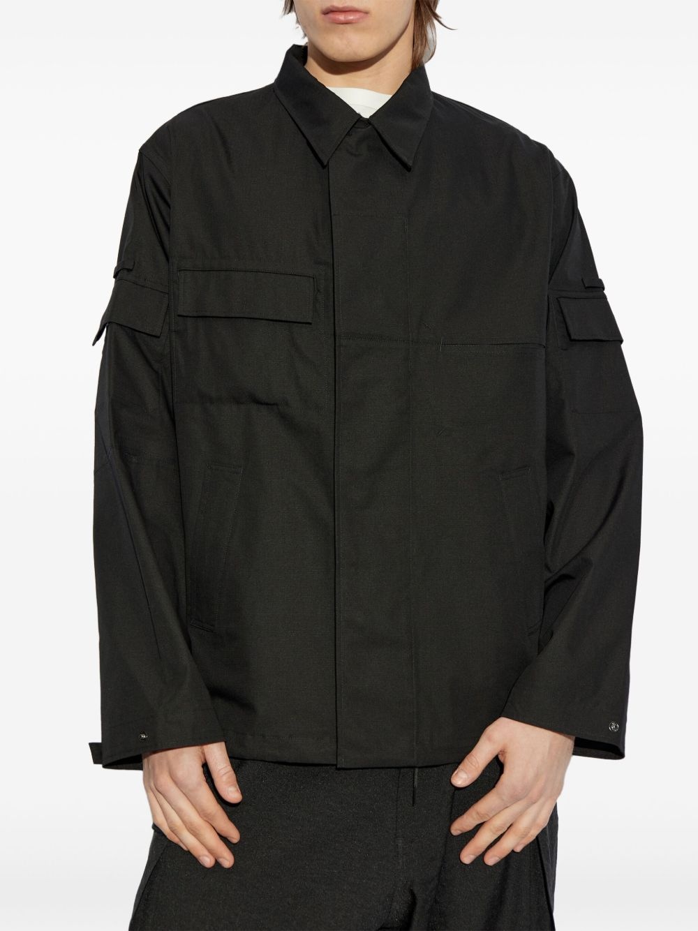 cotton-blend shirt jacket - 3