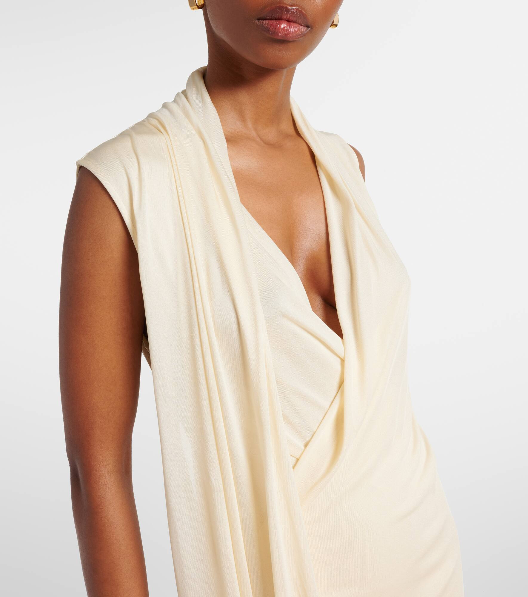 Draped scarf-detail jersey wrap dress - 4