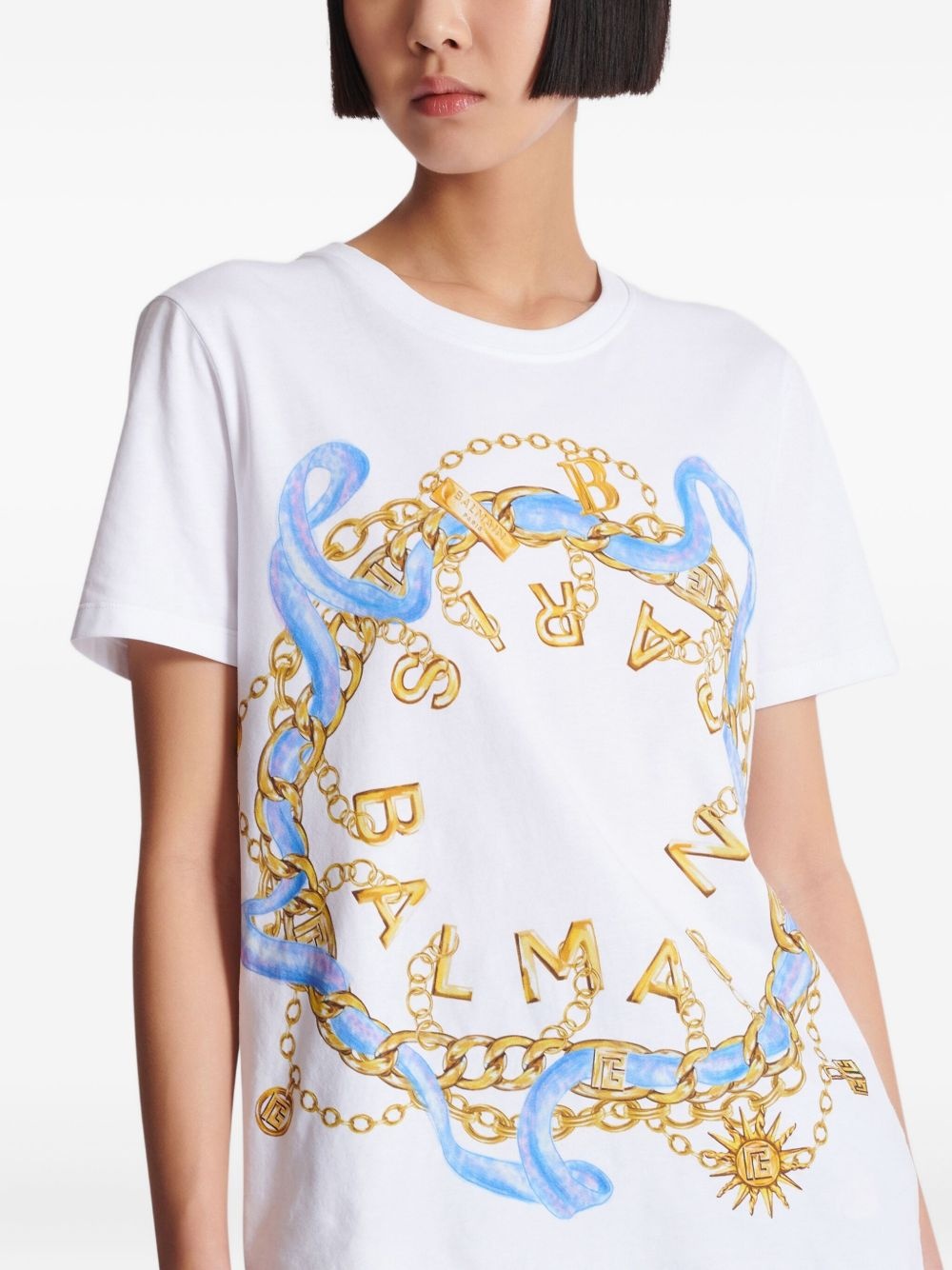 chain-print cotton T-shirt - 6