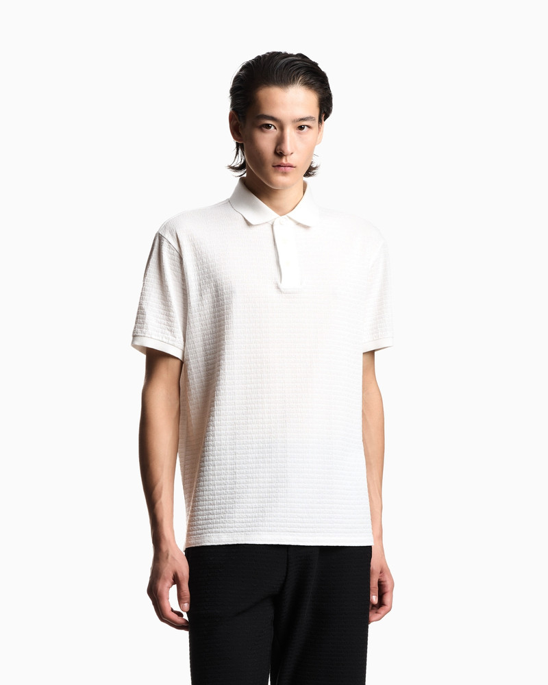 EMPORIO ARMANI JERSEY POLO SHIRT WITH ALL-OVER JACQUARD LETTERING outlook