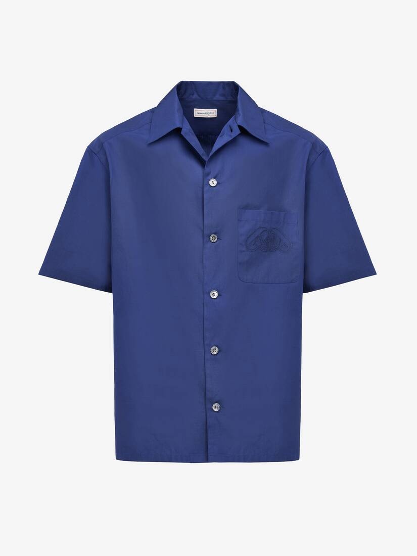 Men's Seal Logo Bowling Shirt in Indigo - 1