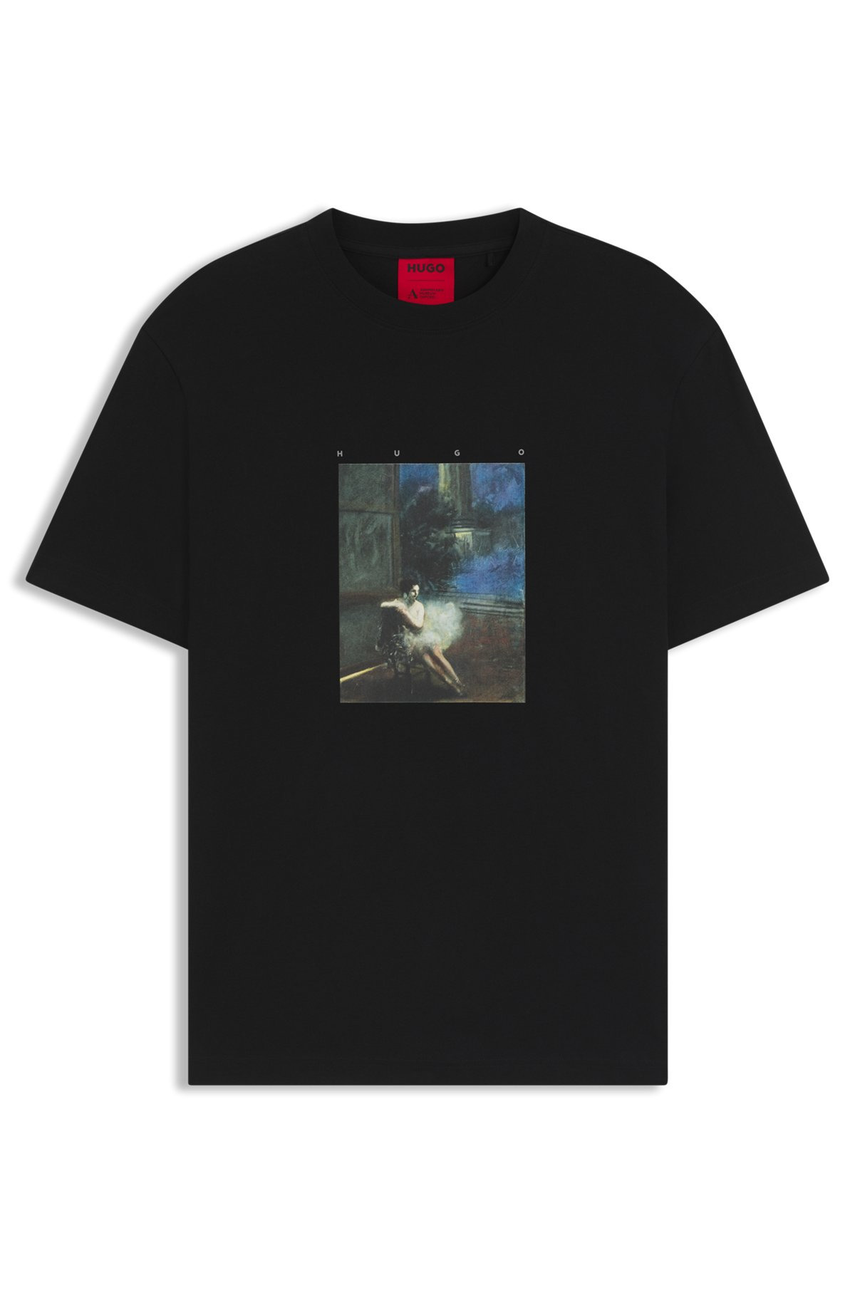 HUGO X APOH COTTON-JERSEY T-SHIRT WITH BALLERINA ARTWORK - 1