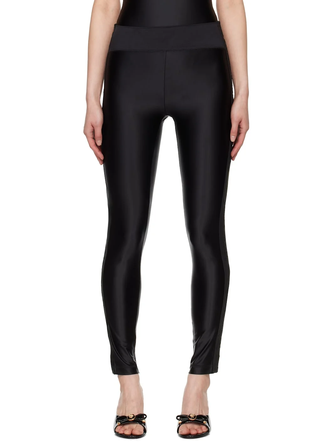 Black Logo Trim Leggings - 1