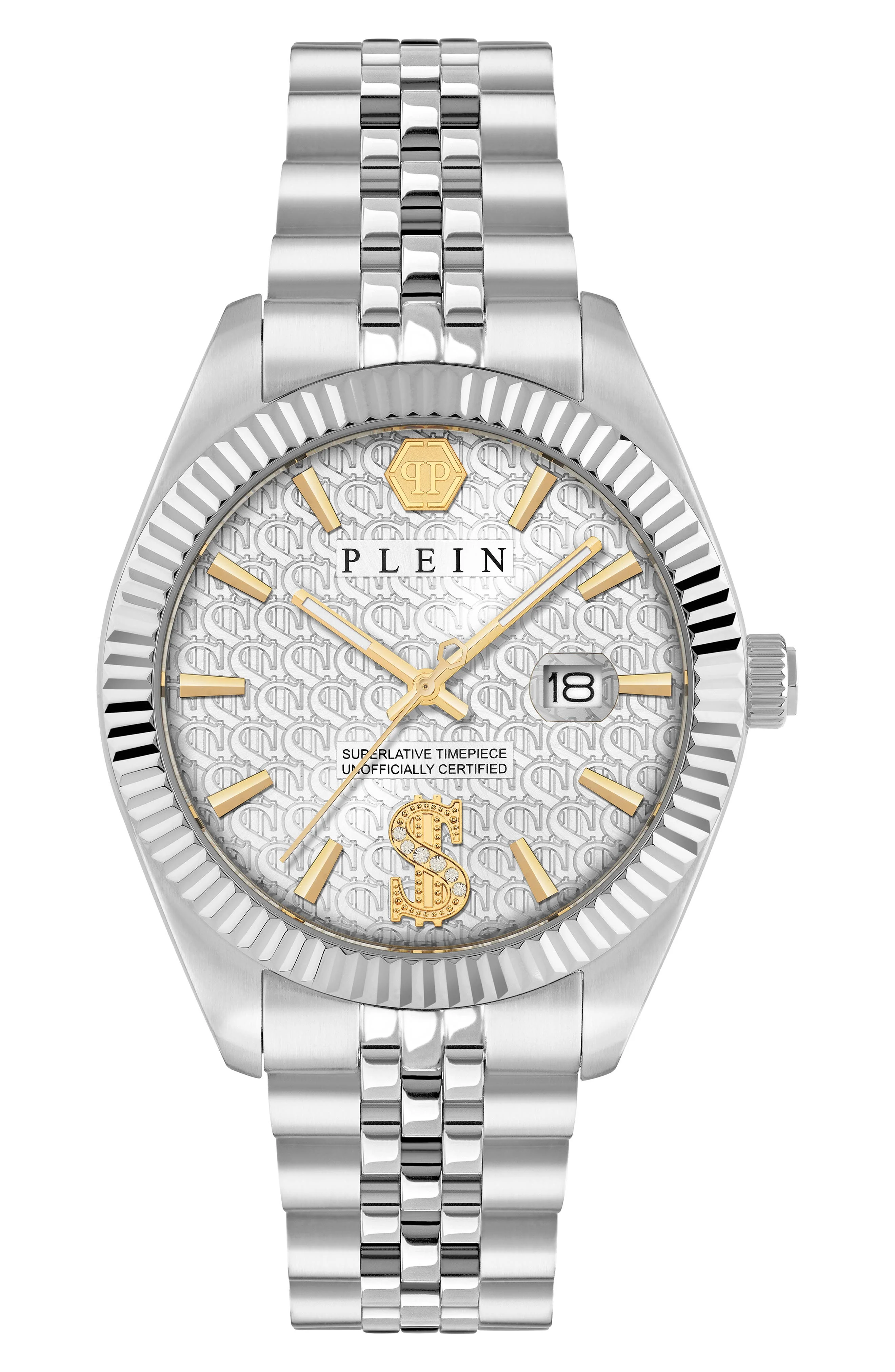 PHILIPP PLEIN Date Superlative Two-Tone Bracelet Watch, 41mm in Stainless Steel at Nordstrom - 1