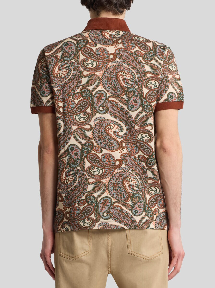 COTTON POLO SHIRT WITH PAISLEY PRINT - 4