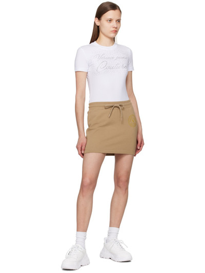 VERSACE JEANS COUTURE Tan V-Emblem Miniskirt outlook