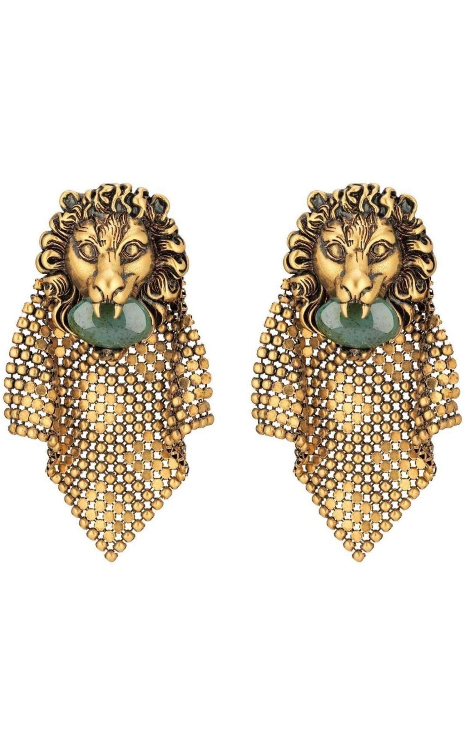 Lion Head Mesh Earrings - 1
