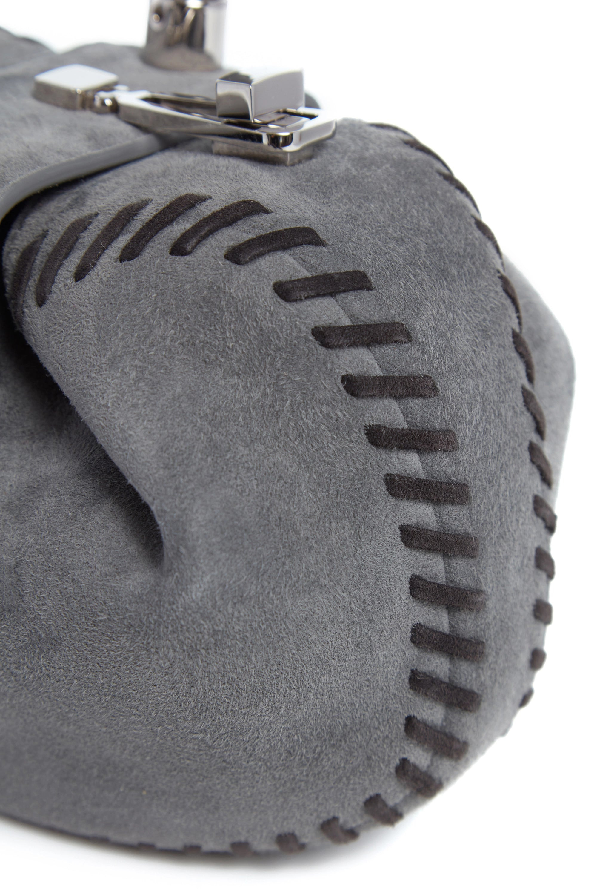 Whipstitch Demi Bag in Charcoal Suede - 5