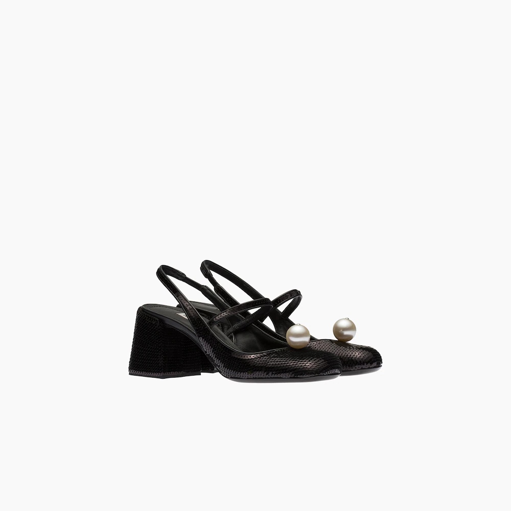 Sequined slingback pumps - 1
