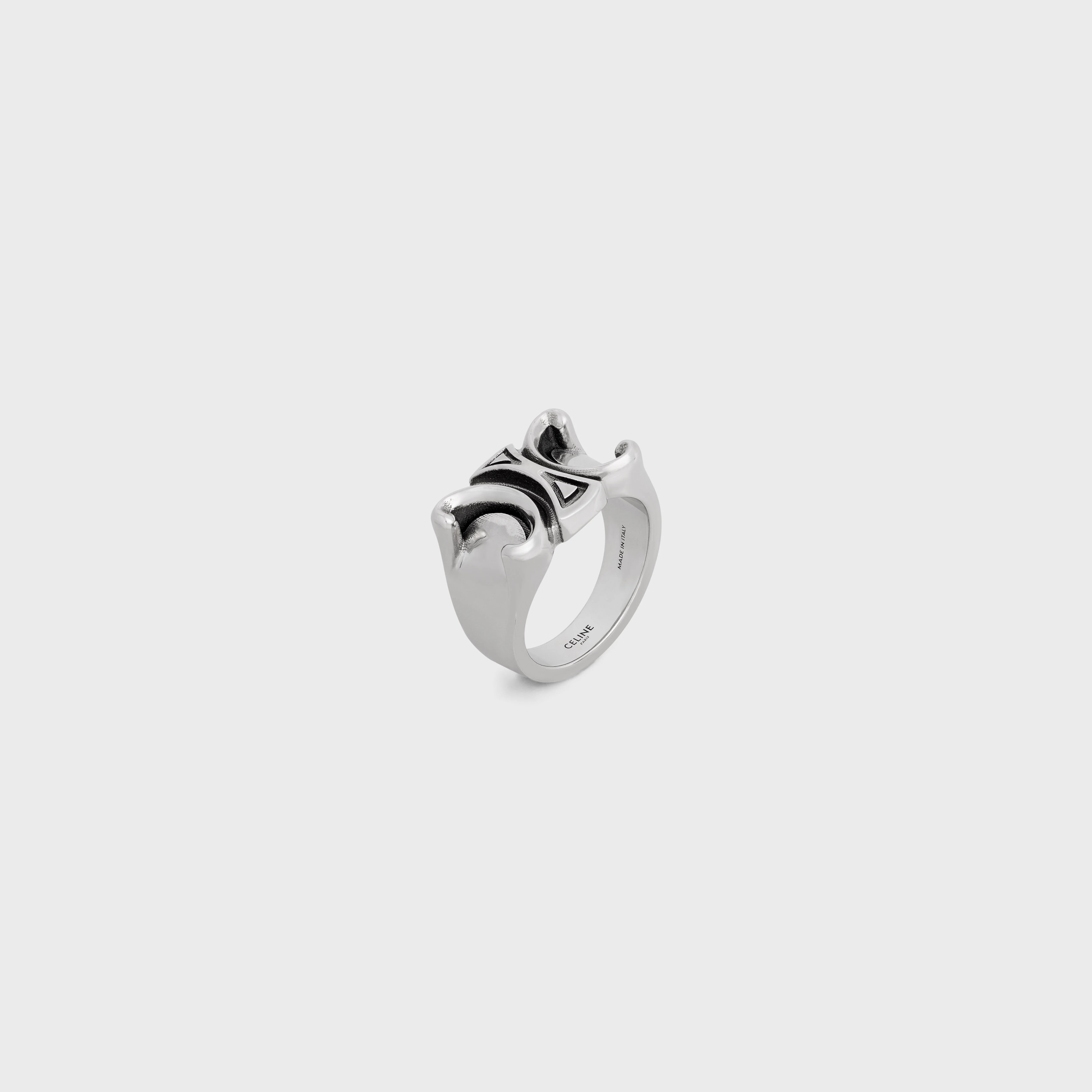 指輪・リング SAN ONOFRE CHUNKY TRIOMPHE RING IN BRASS WITH RHODIUM FINISH CELINE San Onofre Chunky Triomphe Ring in Brass with Rhodium