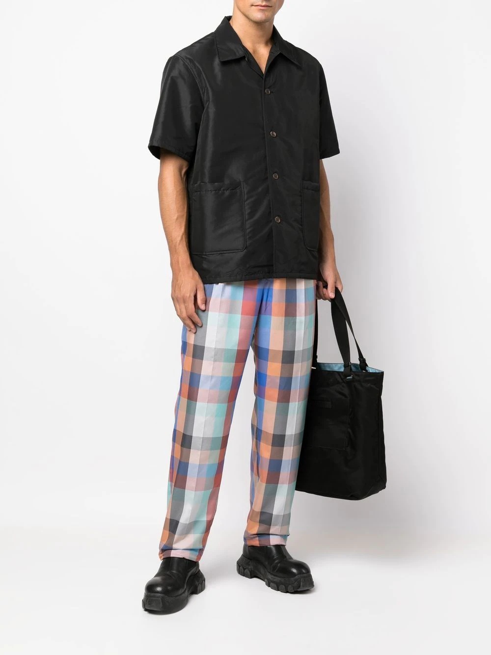 checked straight-leg trousers - 2