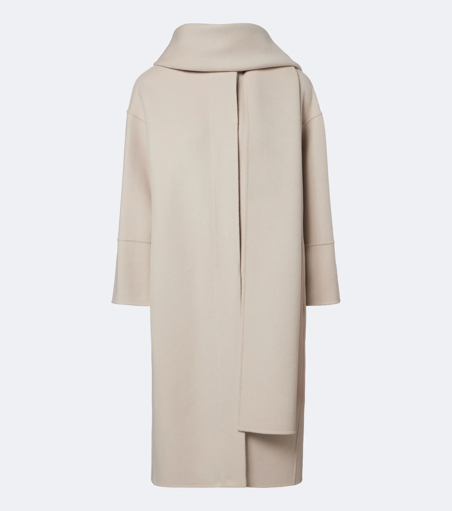 Scarf-detail virgin wool coat - 1