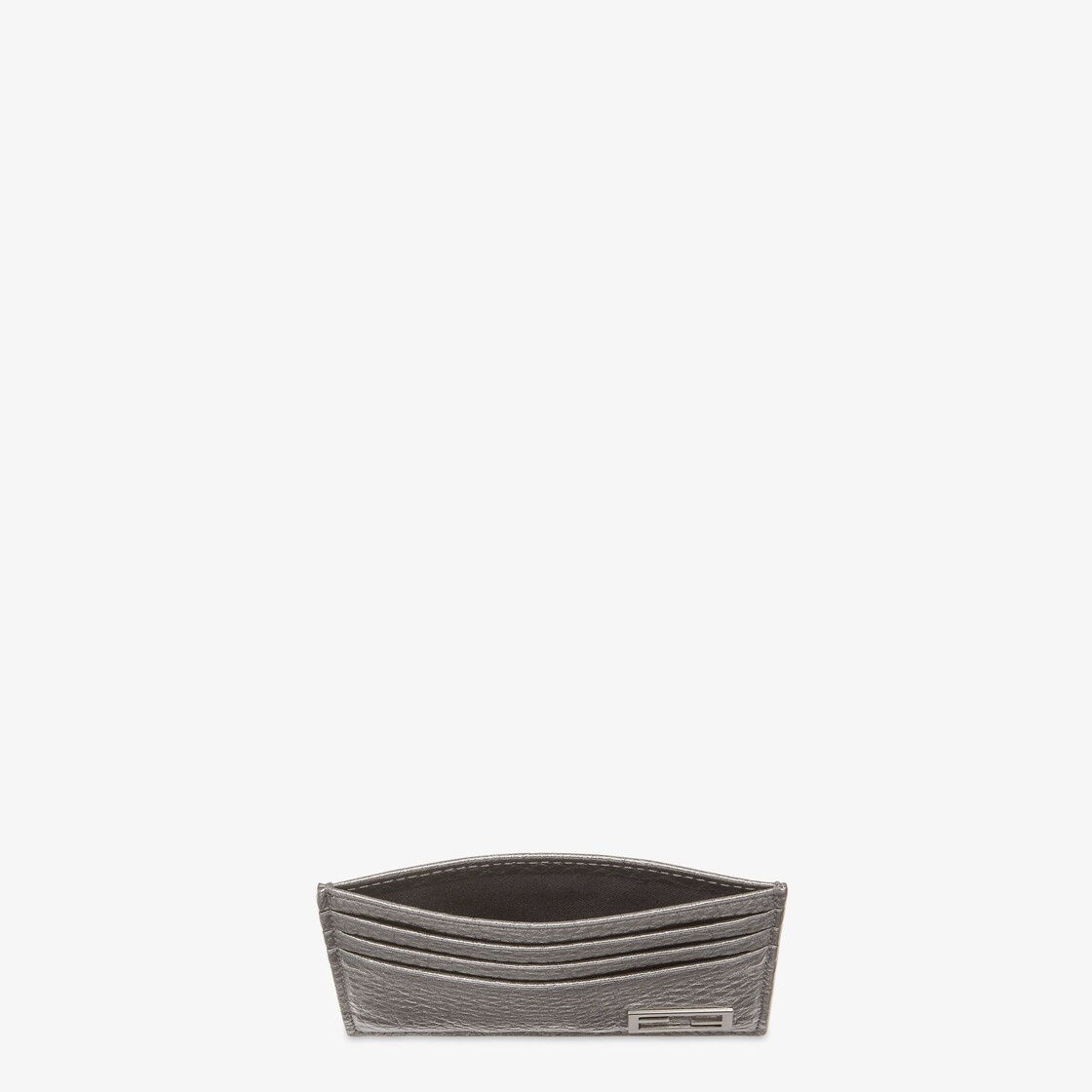 Card holder with six slots and flat central pocket. Made of gray Cuoio Romano leather. FF Baguette a - 3