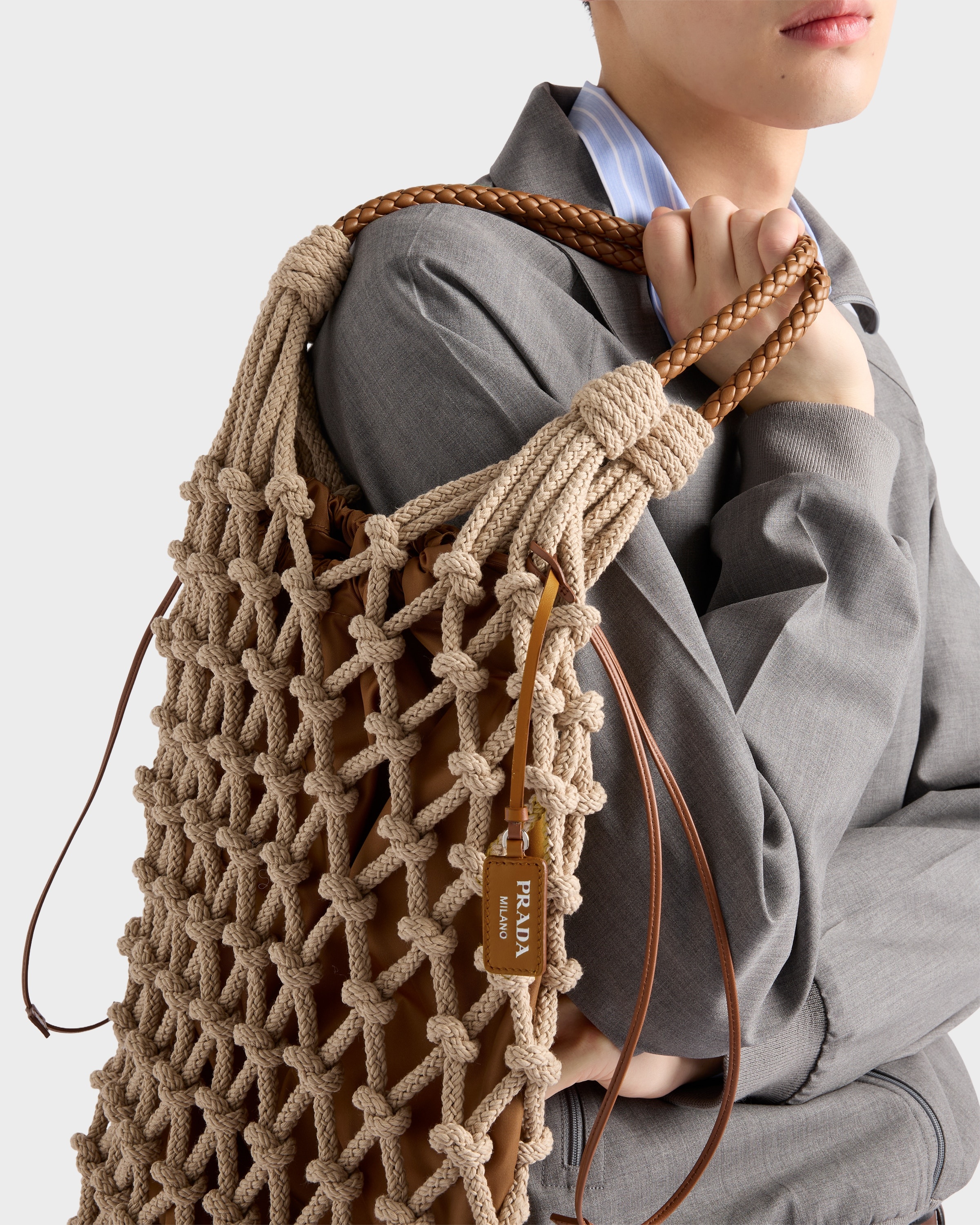 Cotton cord macramé tote bag - 7