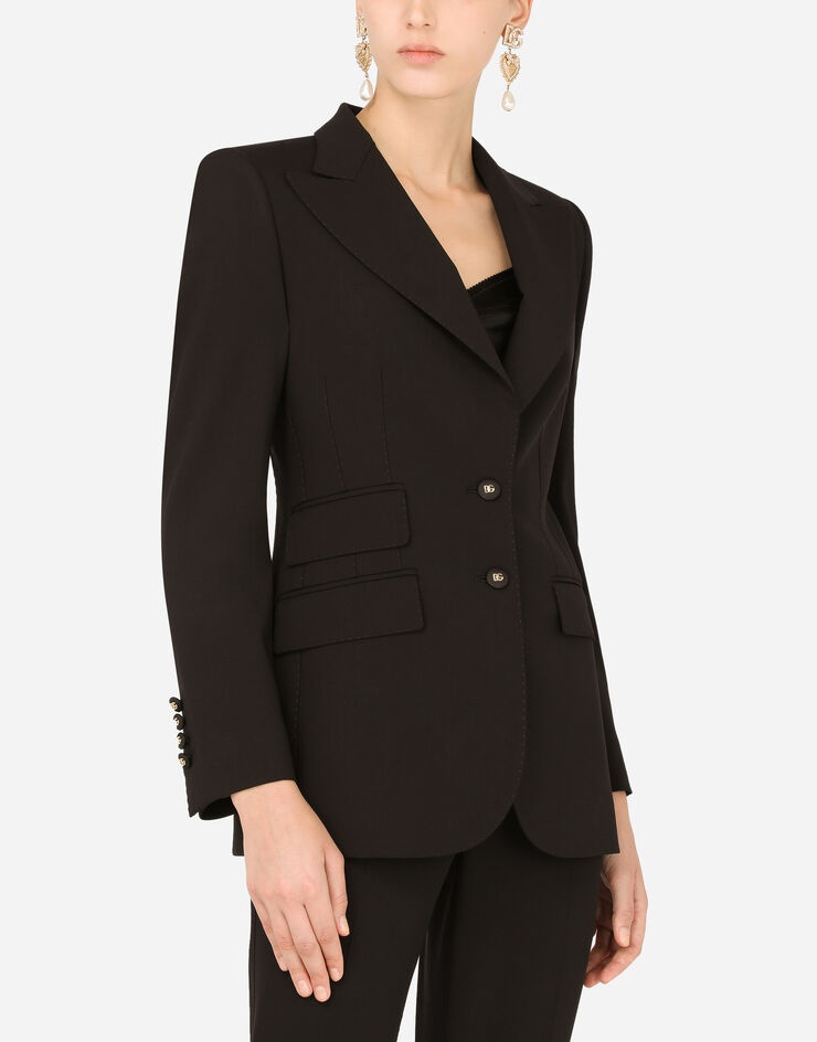 Single-breasted woolen Turlington jacket - 4