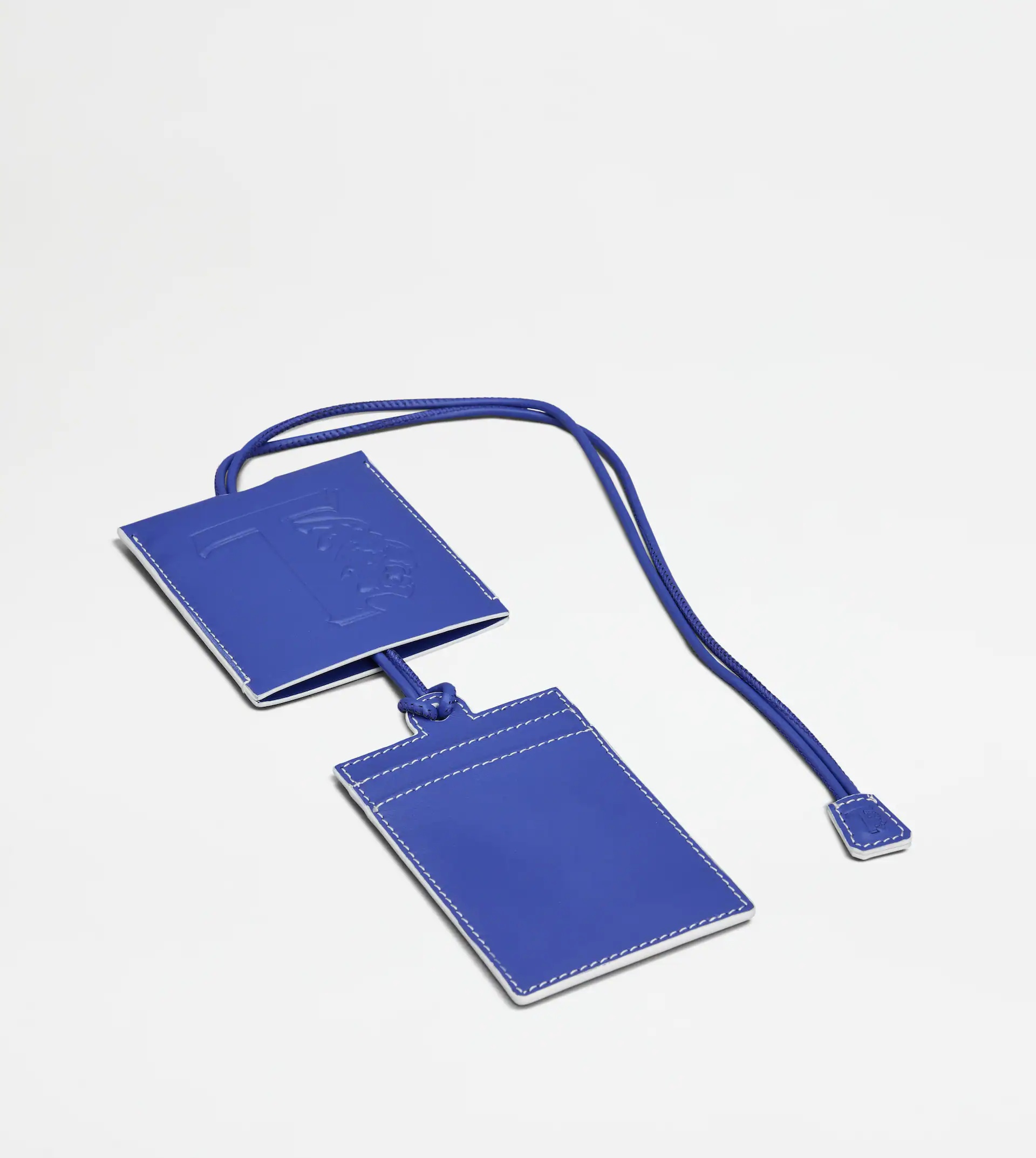TOD'S NECK CARD HOLDER IN LEATHER SMALL - BLUE - 3