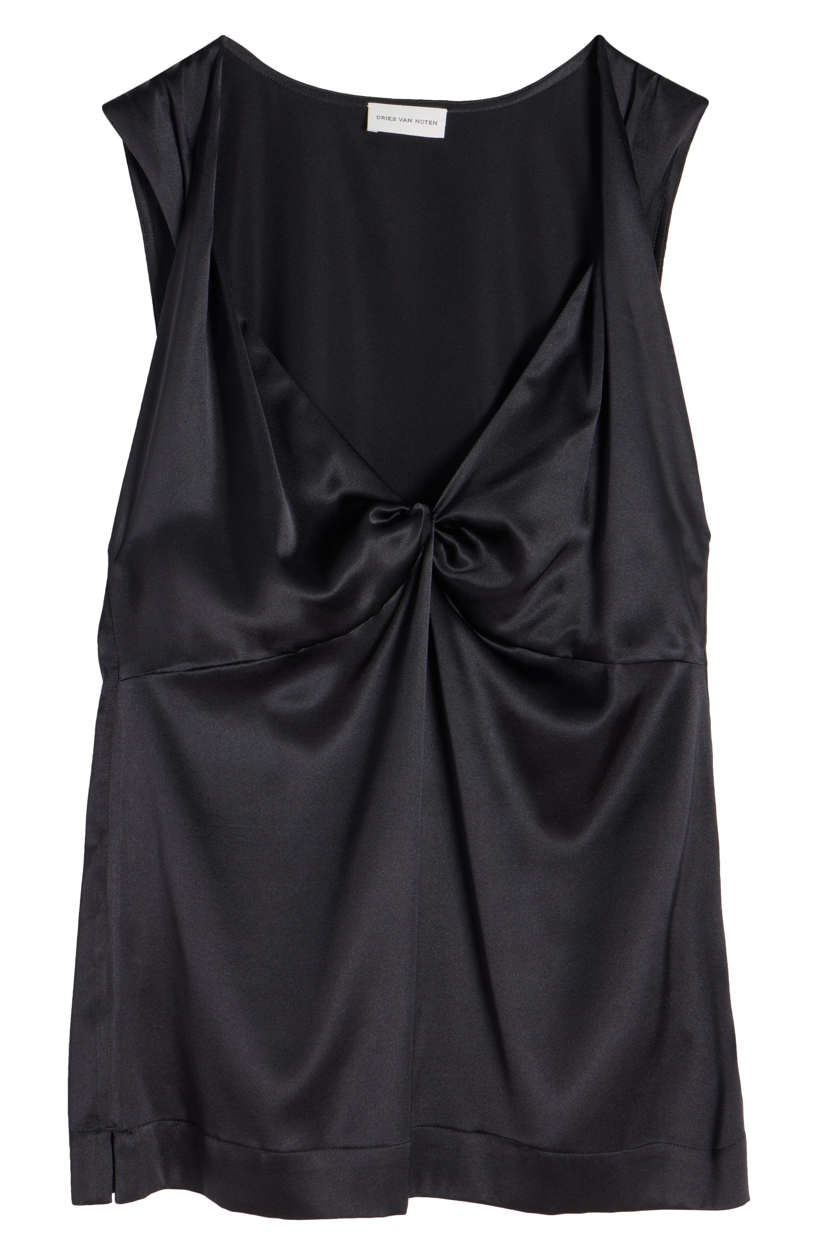 Dries Van Noten Twist Detail Stretch Silk Top in Black at Nordstrom - 6