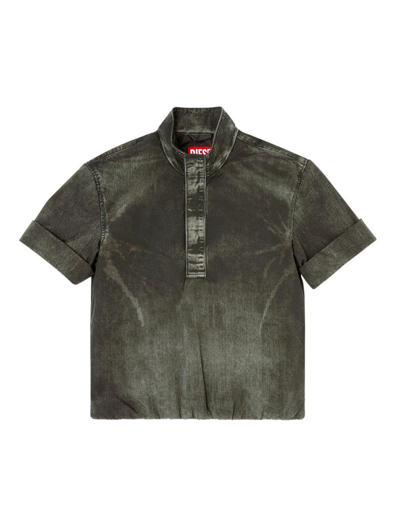 denim-effect short-sleeve polo shirt 1