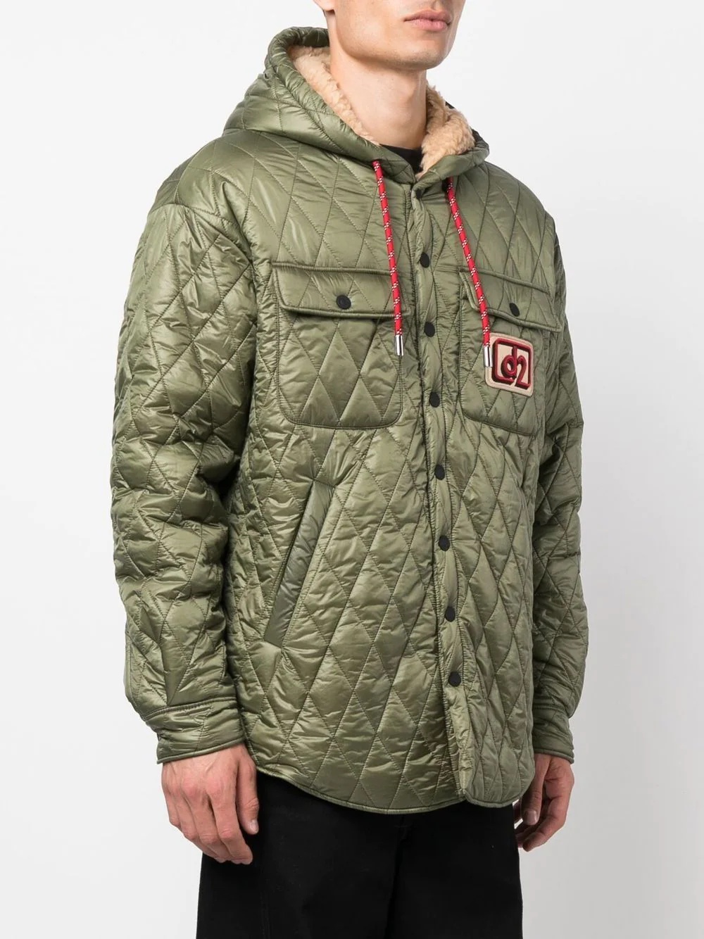 logo-patch quilted jacket - 3