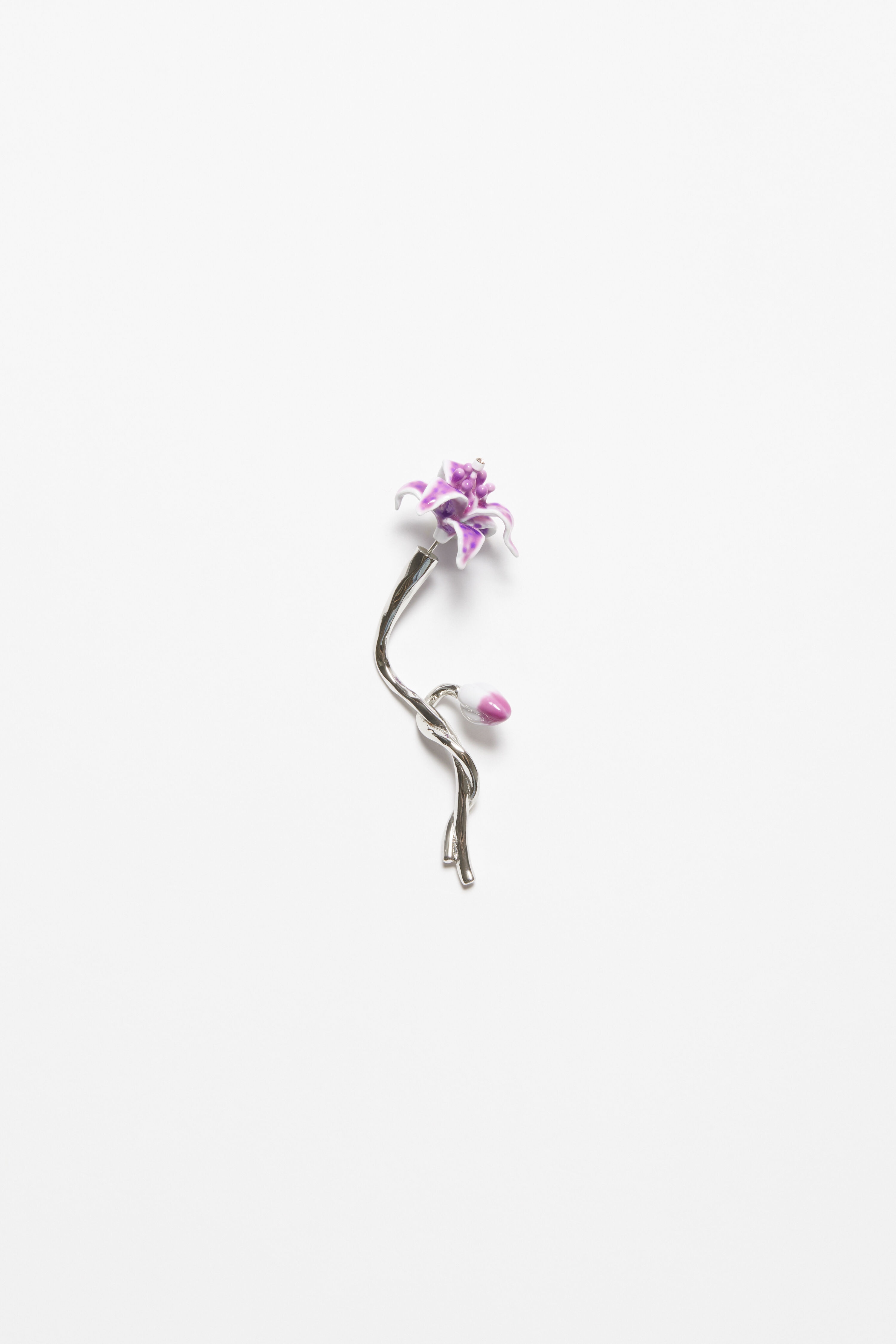 Flower earring - Silver/purple - 1