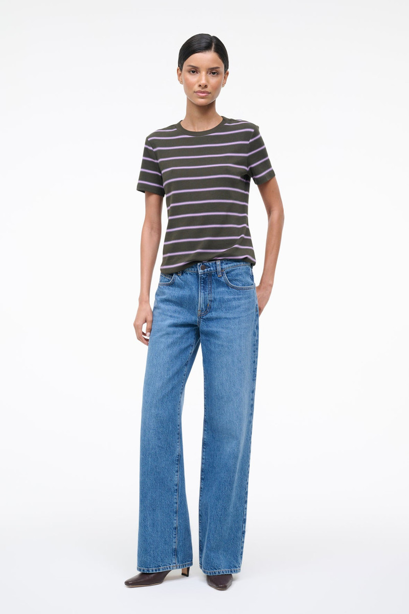 STAUD WEEKEND CREW TEE SPECTRUM STRIPE 3