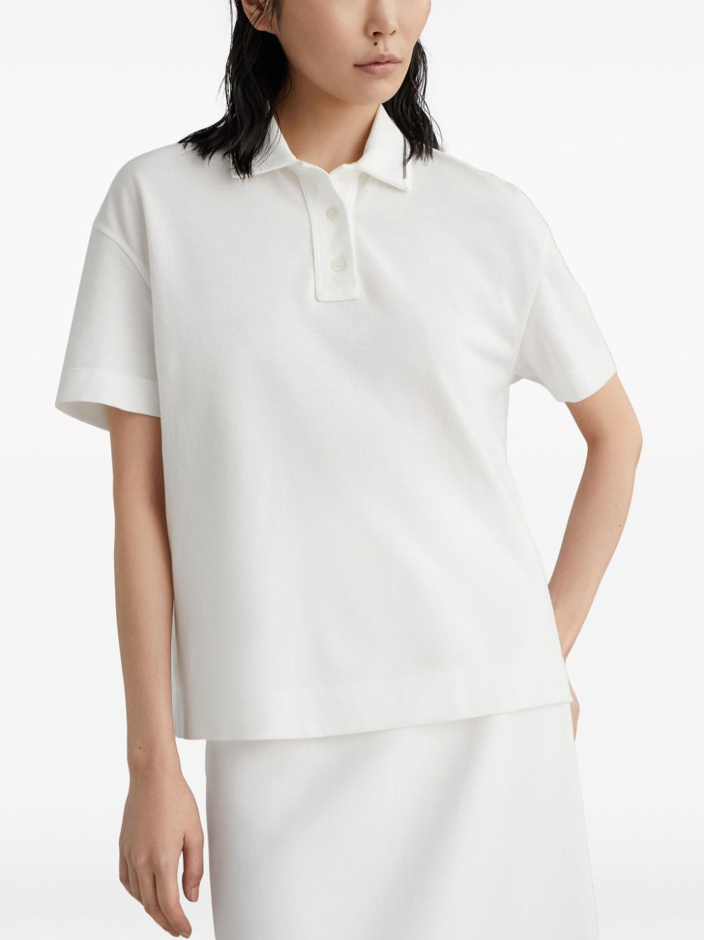 Brunello Cucinelli Women Piquet Polo Shirt With Monili - 4