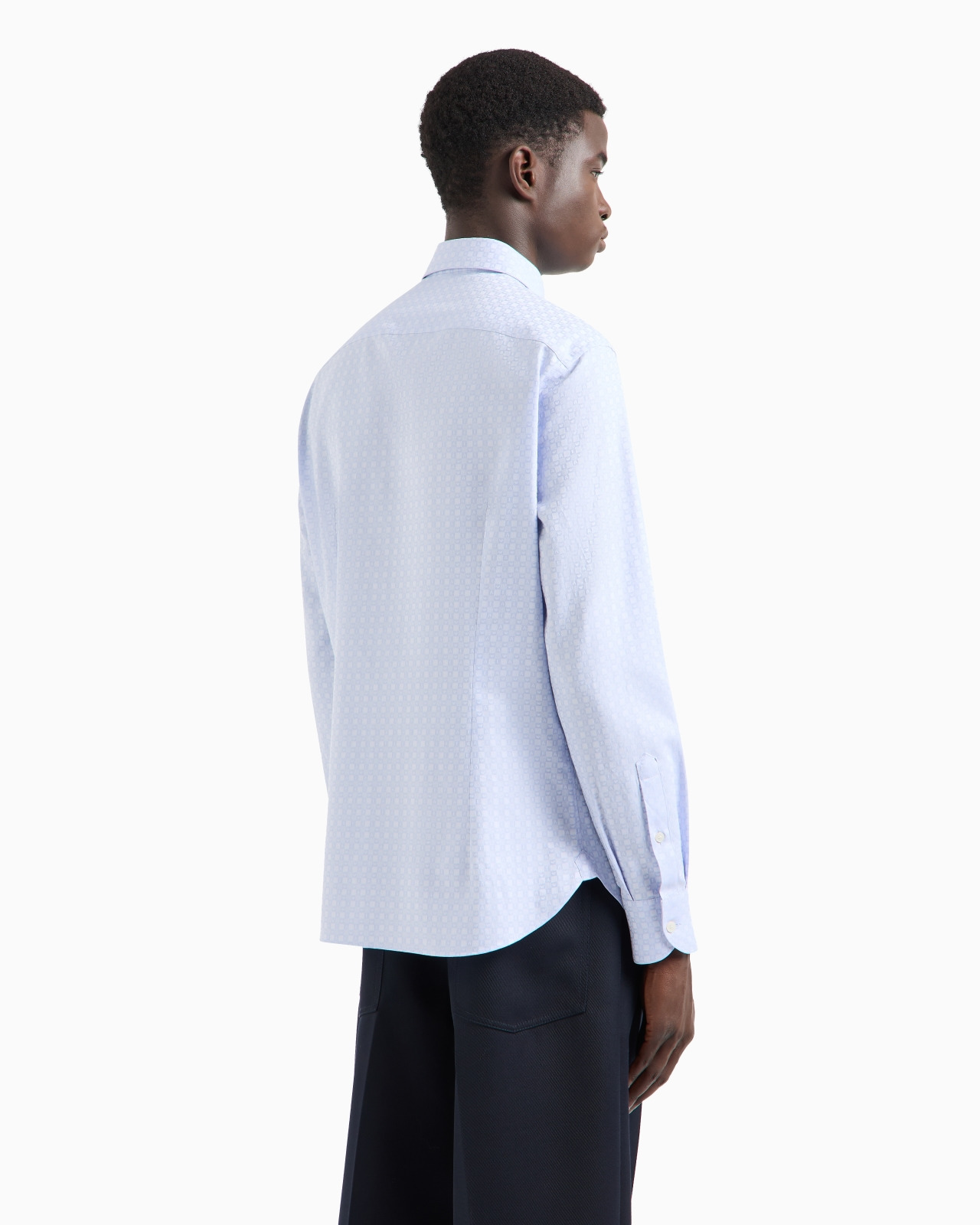 Cotton shirt with all-over jacquard logo pattern - 3