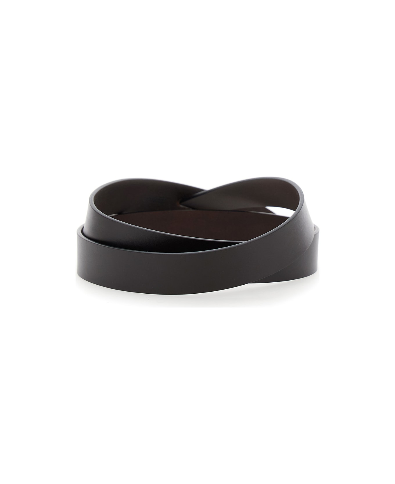 Brown Belt With Braided Design In Leather Woman - 2