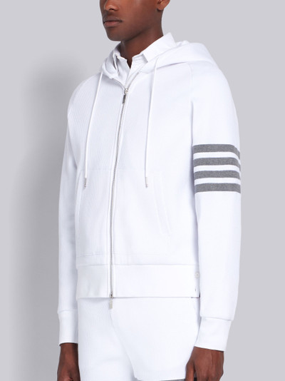 Thom Browne White Waffle Cotton Raglan Sleeve 4-Bar Hoodie outlook