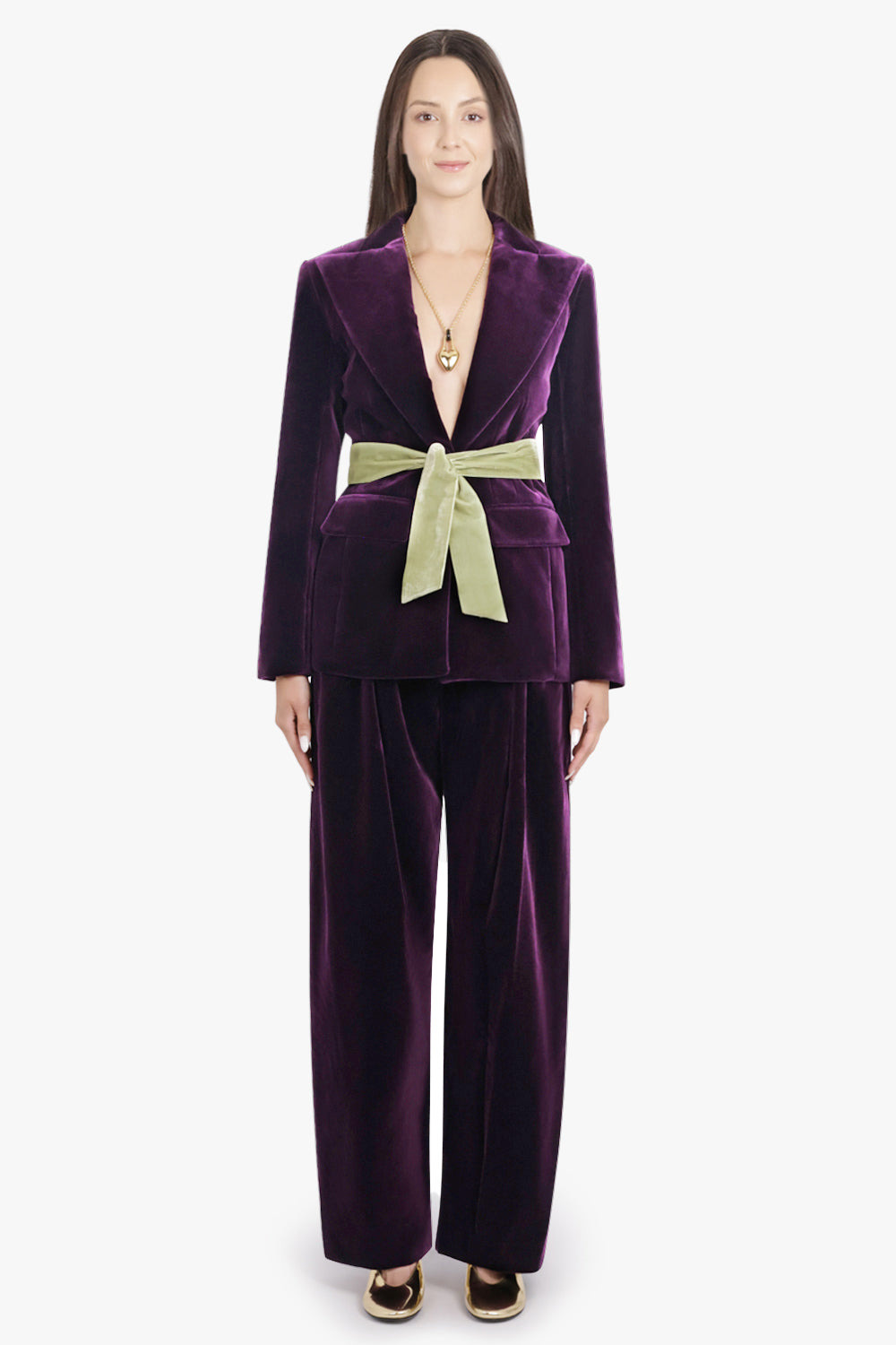 HIGH WAIST VELVET PANT | PURPLE - 4