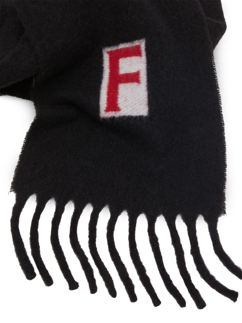 logo intarsia-knit fringed scarf - 3