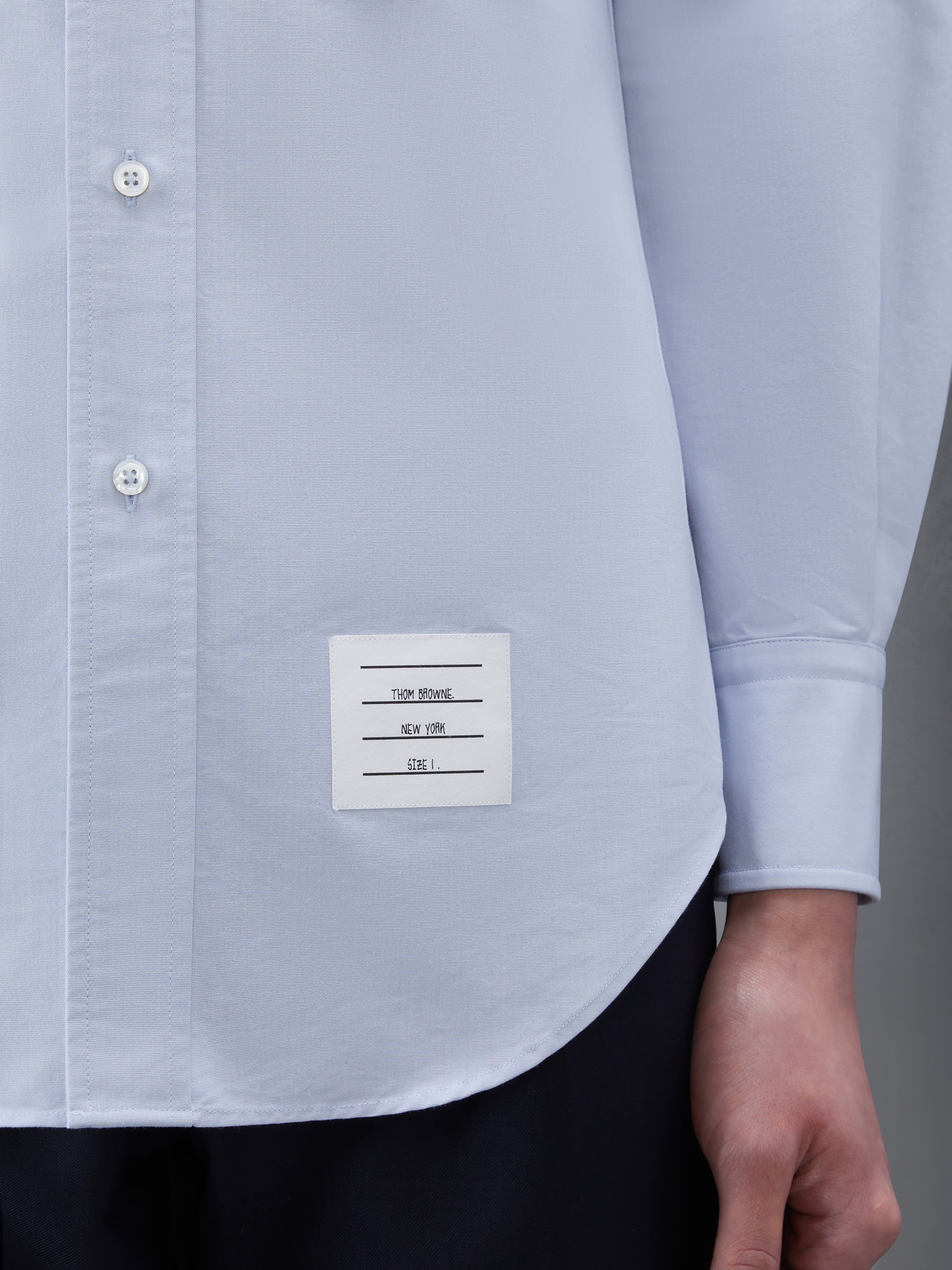 Light Blue Cotton Oxford Long Sleeve Satin Weave 4-Bar Shirt - 6