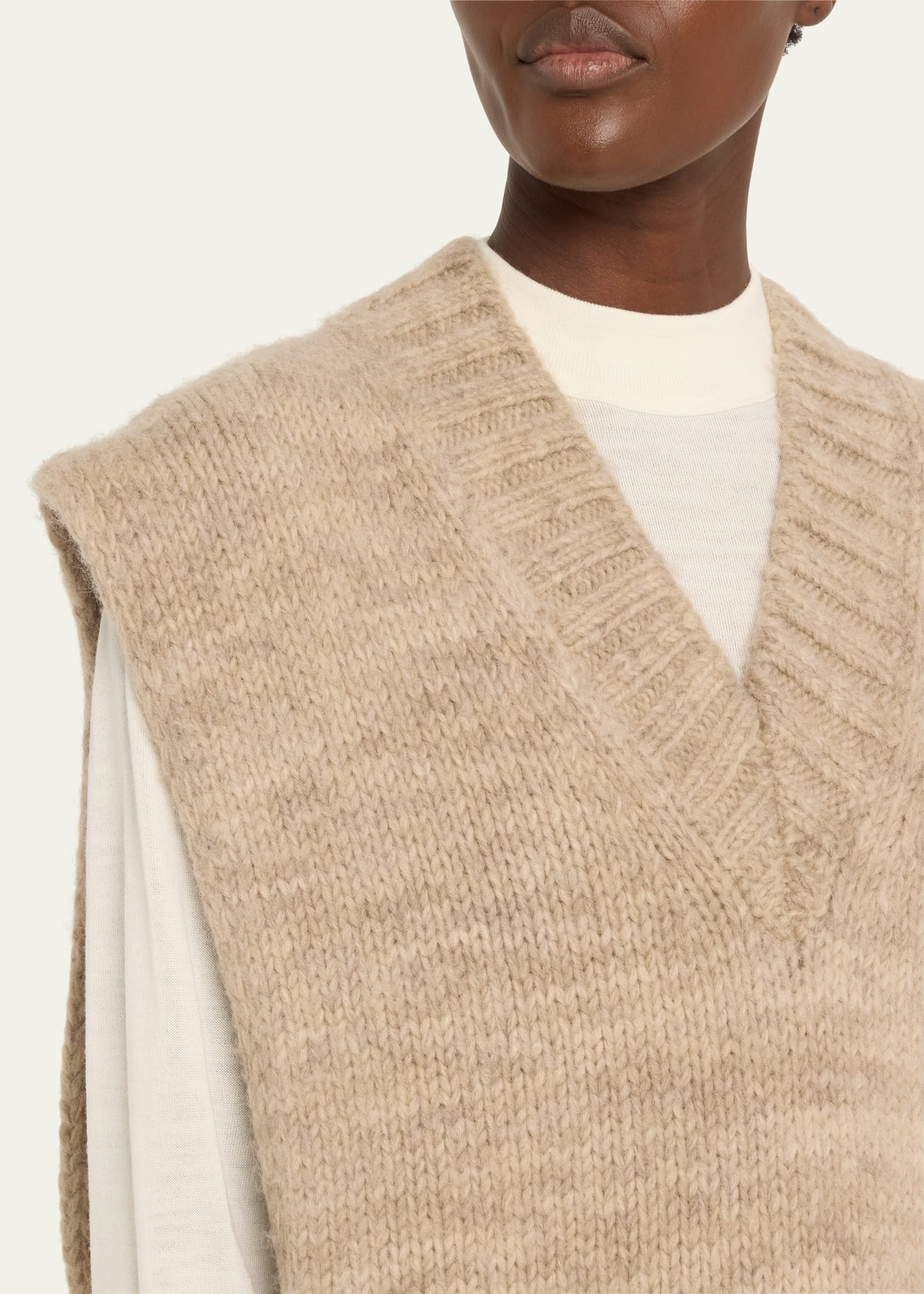 Open Side Alpaca-Blend Sweater Vest - 5