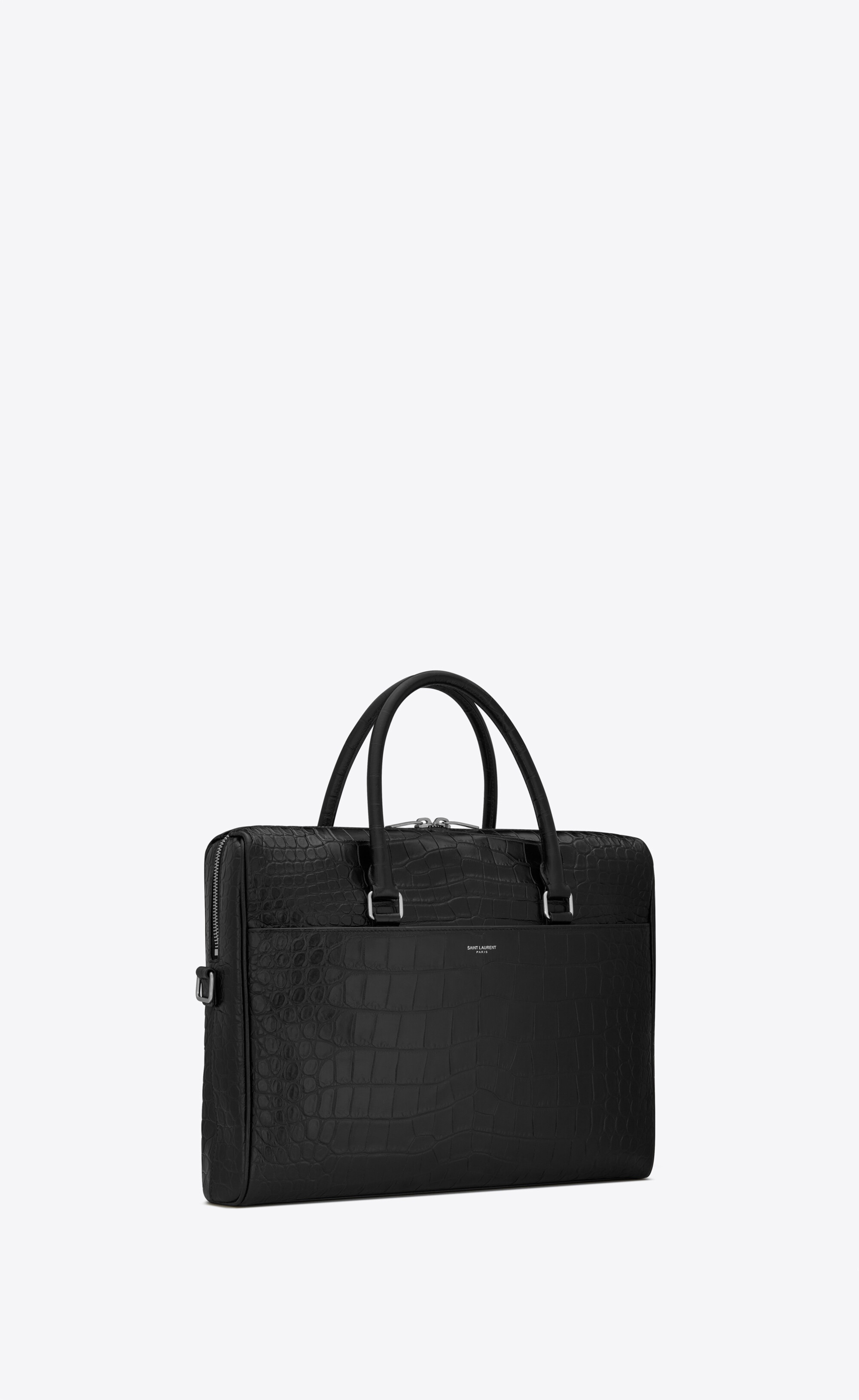 duffle saint laurent briefcase bag in crocodile-embossed matte leather - 4