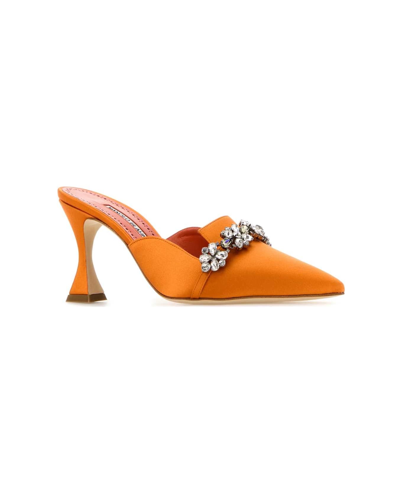 Orange Satin Permu Mules - 2