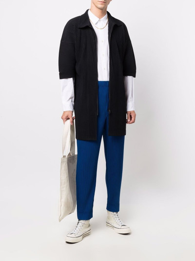 ISSEY MIYAKE pleated short-sleeve coat outlook