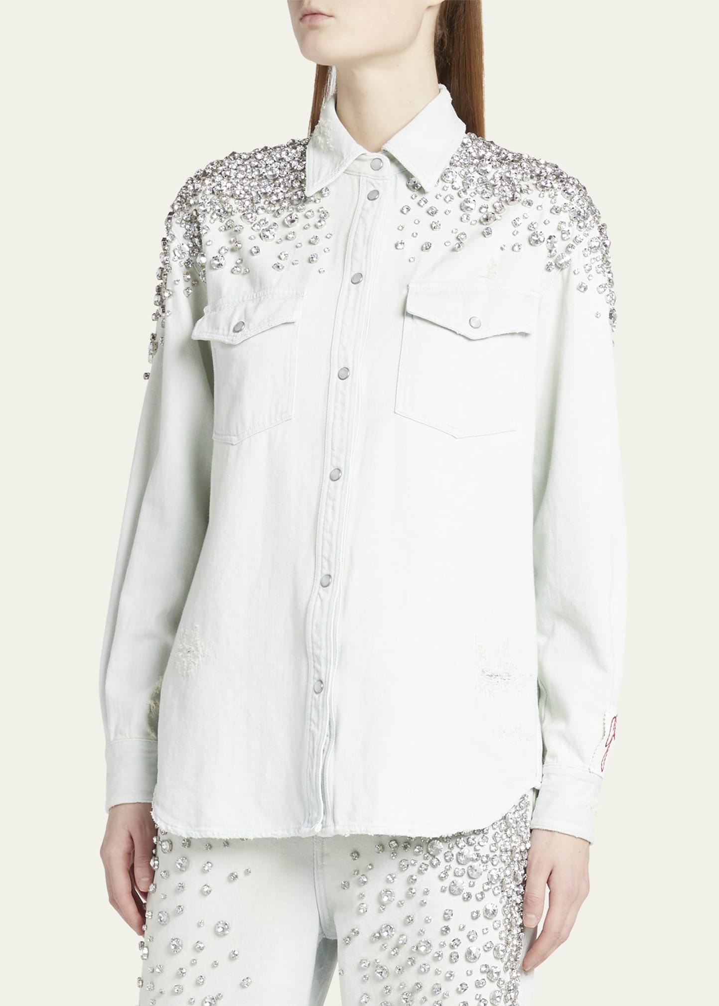 Golden Embellished Boyfriend Shirt - 4