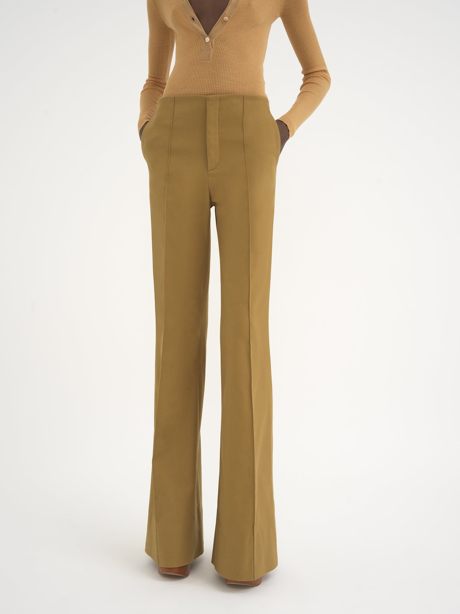FLARE PANTS IN COTTON DRILL - 4