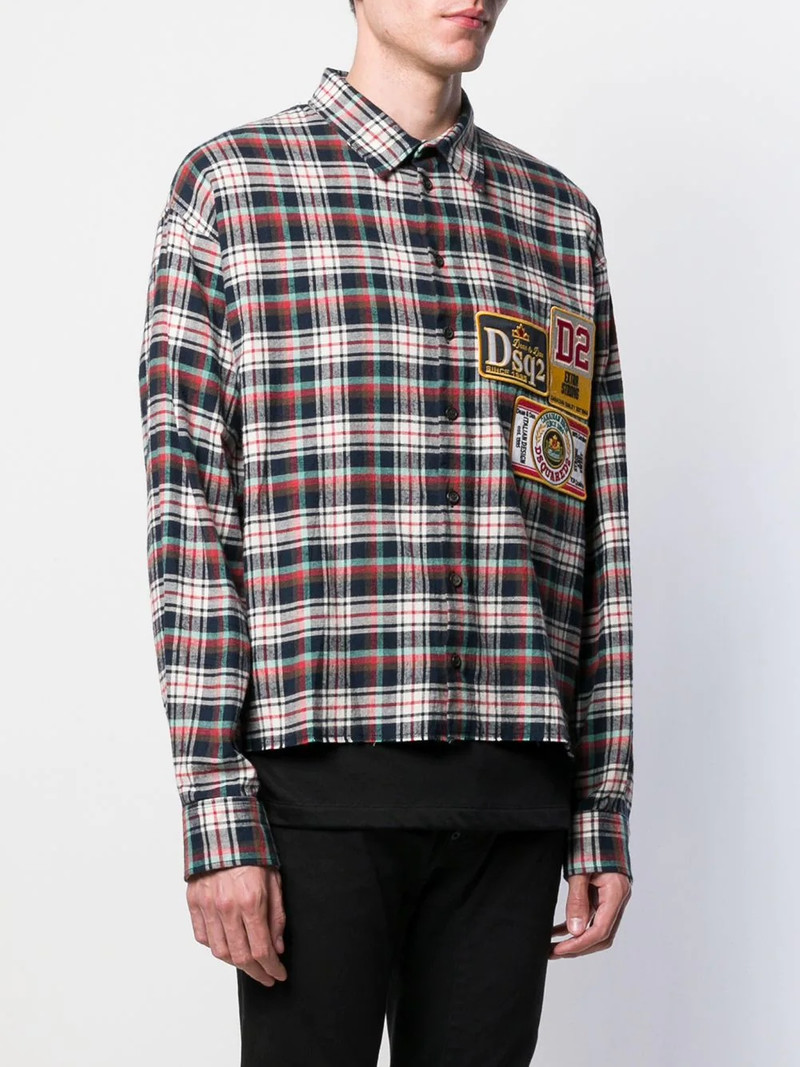 plaid logo patch shirt 3