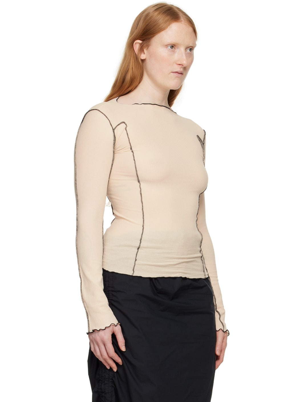 Beige Omato Long Sleeve T-Shirt - 2