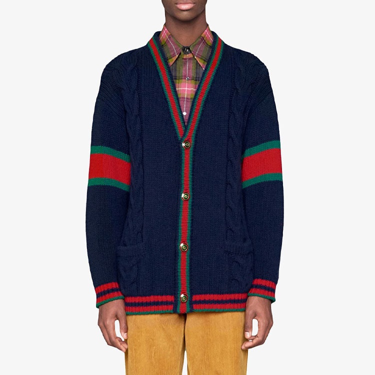 Gucci Oversize Cable Knit Cardigan 'Blue' 497037-X1561-4352 - 3