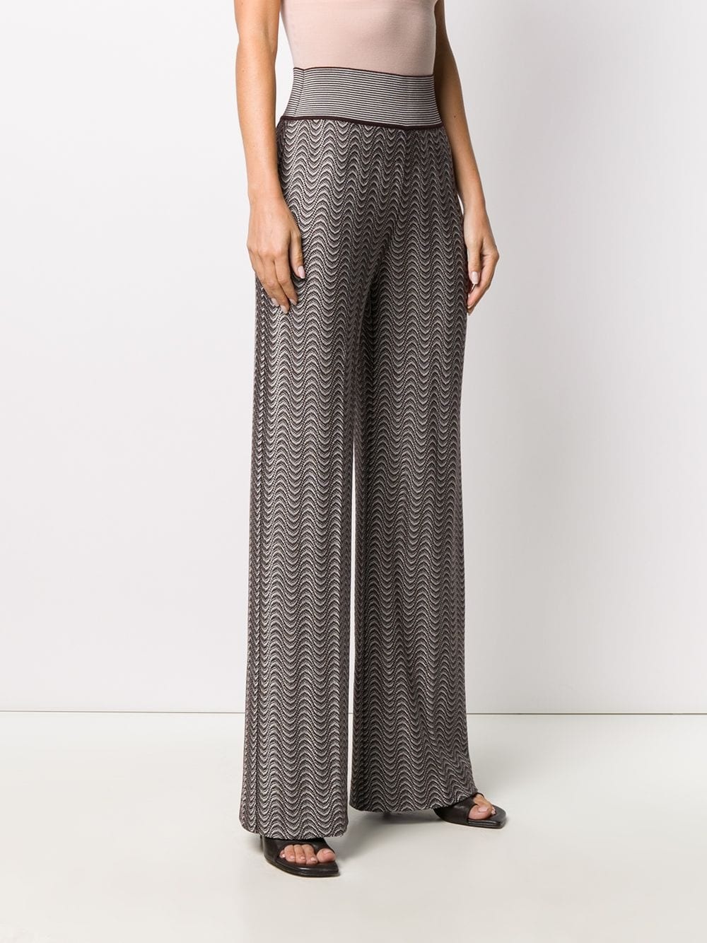 wave-pattern knit trousers - 3