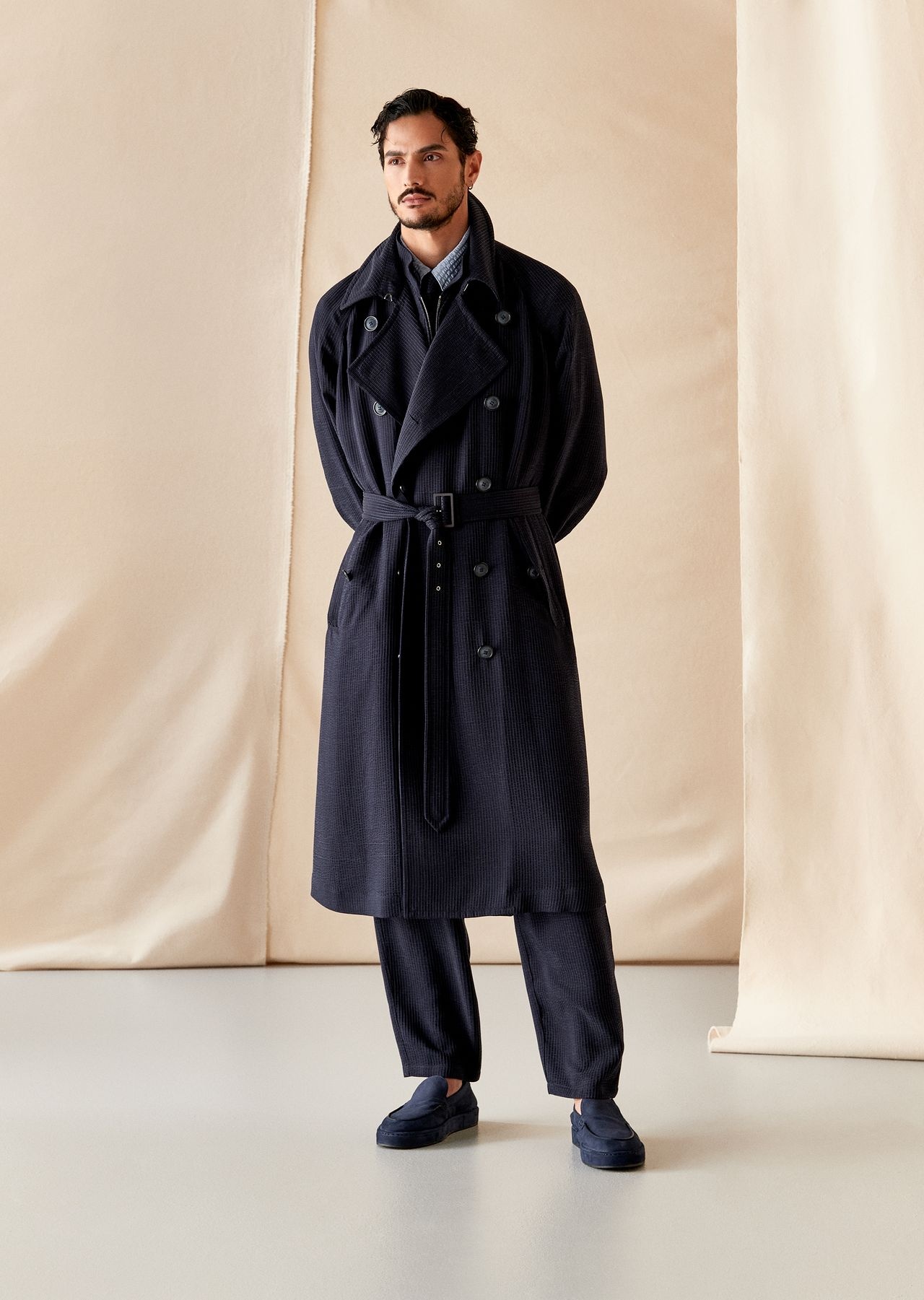 ASV double-breasted trench coat in a canneté cupro blend - 6