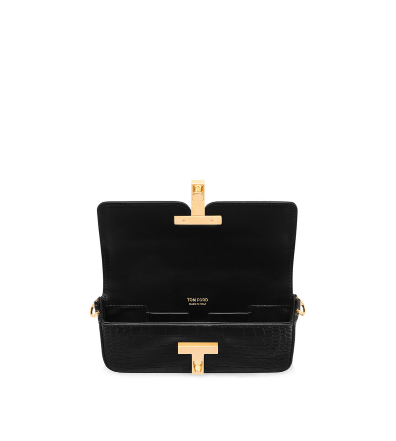 SHINY STAMPED CROCODILE LEATHER WALLIS MINI BAG 4