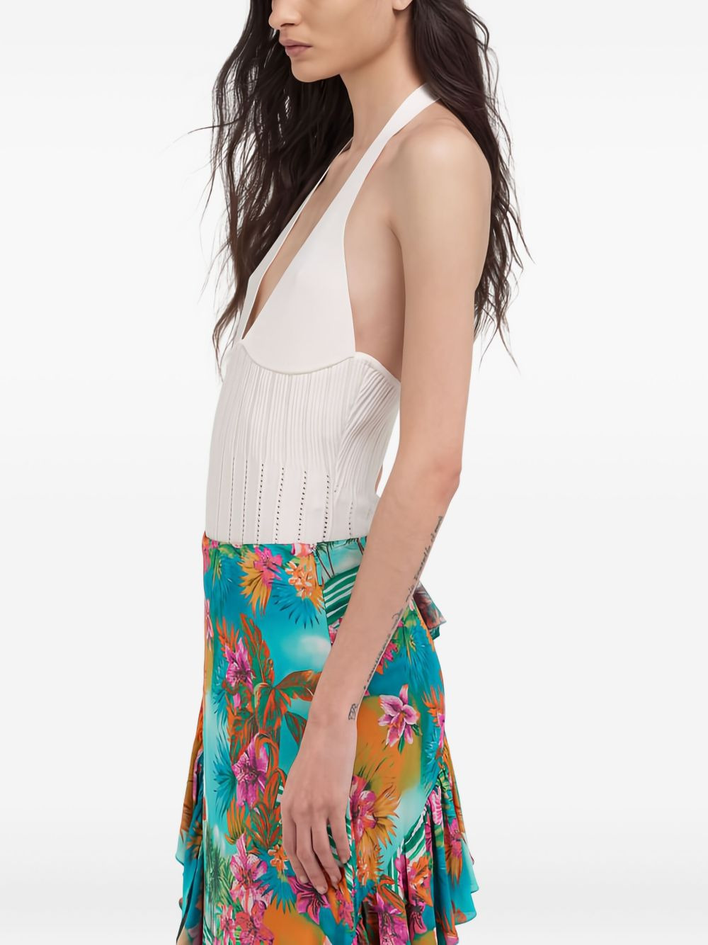 halterneck ribbed top - 3