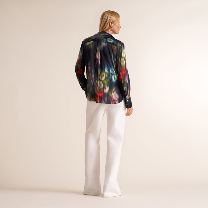 Tatum Button-Down Shirt - Printed Silk Charmeuse Blend 3