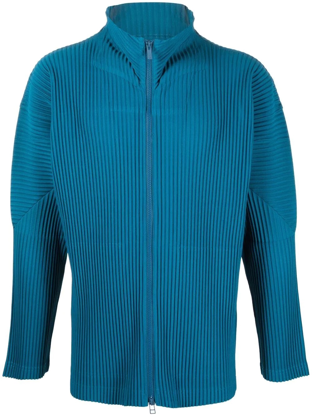 plissé ribbed-texture zipped jacket - 1