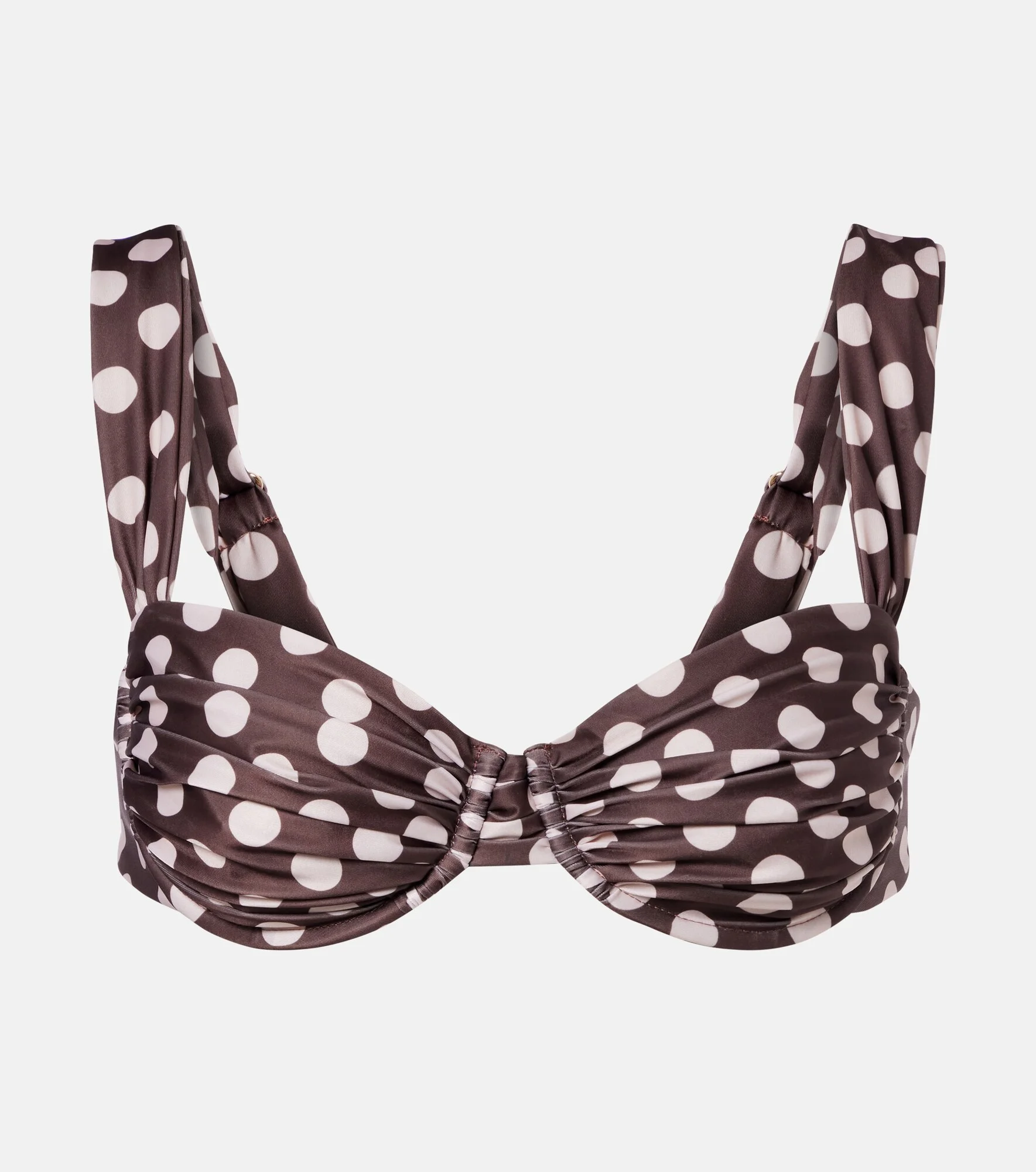 Sol gathered polka-dot bikini top - 1