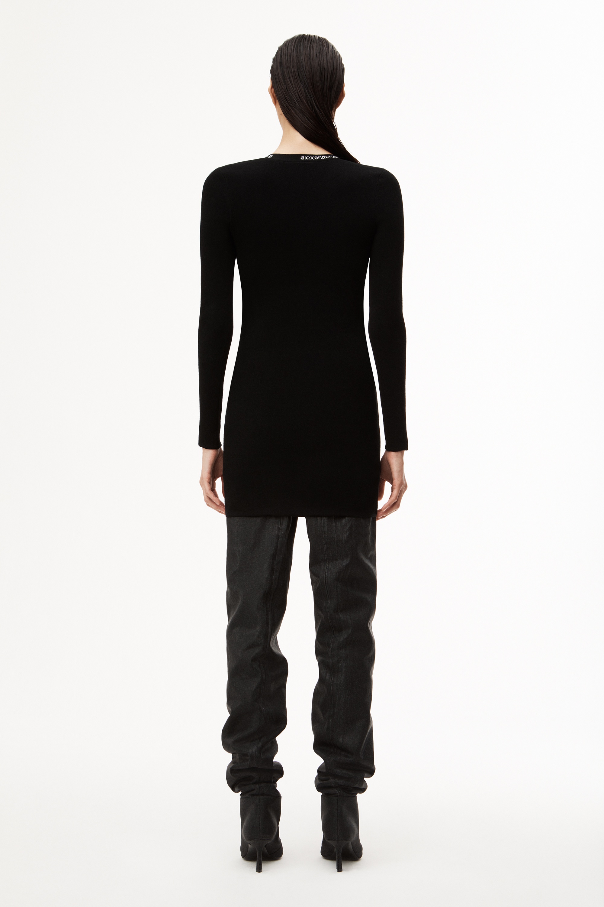 LOGO SCOOP NECK DRESS IN STRETCH VISCOSE - 4